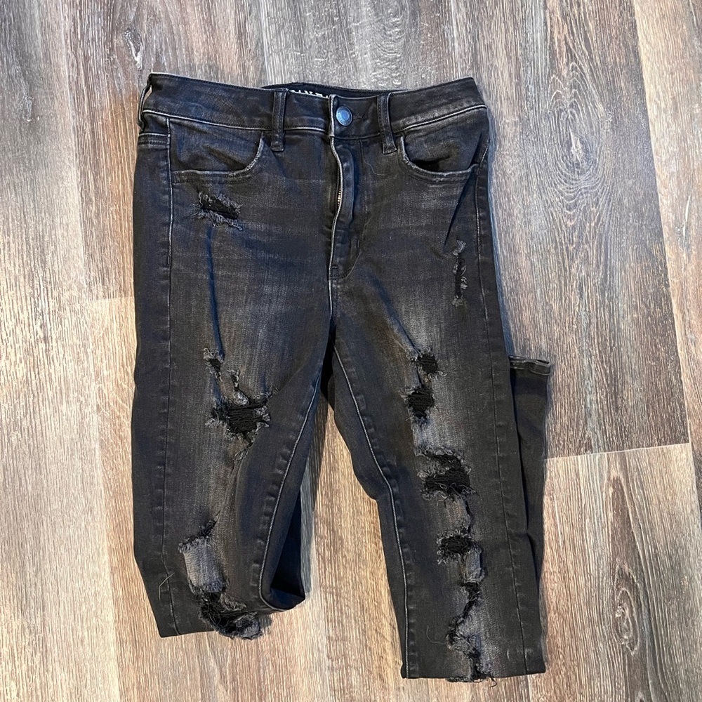American Eagle Outfitters Black Skinny Jeans Distressed Style